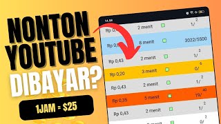 NONTON YOUTUBE DI BAYAR 25 PER MENIT  Cara DAPAT UANG dari internet [upl. by Aicil]