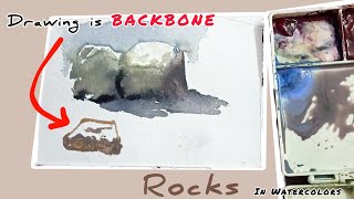 Drawing Is A Backbone  How To Paint ROCKS in Watercolors  Watercolor Tutorial StrugglingArtistArt [upl. by Poulter604]