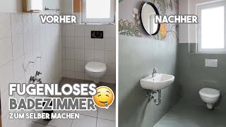 Fugenloses Bad selber machen  Spachteltechnik im Nassraum 😳  Heimwerker Tipps  kreativtobi [upl. by Towroy86]