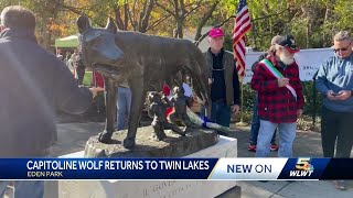 Recast Capitoline Wolf statue revealed a year after previous statue mysteriously stolen [upl. by Collier]