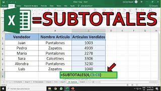 Excel Formula Subtotal  Como usar formula subtotal en Excel [upl. by Alverta]