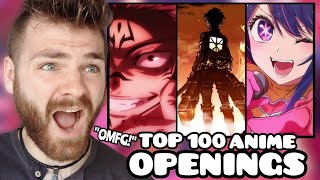 First Time Reacting to THE TOP 100 Anime Openings OF ALL TIME  New Anime Fan  REACTION [upl. by Prent153]