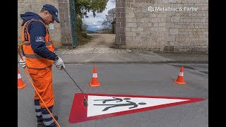 Marquage routier horizontal thermocollé prefabriqué réalisé avec Preform TCG à Crocq  France [upl. by Rodgiva]