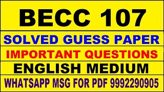 becc 107 guess paper in english  becc 107 important questions  becc 107 study material [upl. by Sykes]