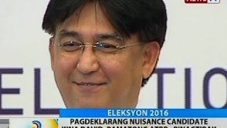 BT Pagdedeklarang nuisance candidate kina David Pamatong atbp pinagtibay ng SC [upl. by Aicinoid428]