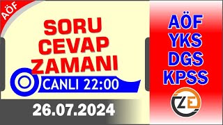 AÖF 26 07 2024 Canlı  Soru Cevap Zamanı  Açıköğretim DGS KPSS YKS Tercih [upl. by Carli]