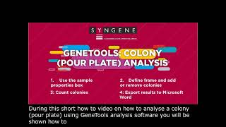 GeneTools How To Video Colony Pour Plate Analyisis [upl. by Eelibuj170]