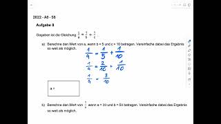 Gymnasium Aufnahmeprüfung M1 2022 A8a [upl. by Tocs]
