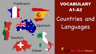 Learn German Vocabulary  Countries amp Languages in German Länder und Sprachen [upl. by Ebanreb]