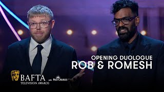 BAFTA hosts Rob amp Romesh deliver a hilarious opening duologue  BAFTA TV Awards 2023 [upl. by Atteirneh]