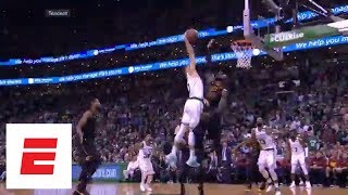 Jayson Tatums posterizing dunk on LeBron James Angles and reactions from around the world  ESPN [upl. by Kirst]