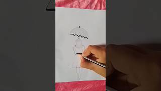 How to draw a girl Drawing with umbrella ☔viral Trending Shorts [upl. by Robaina]