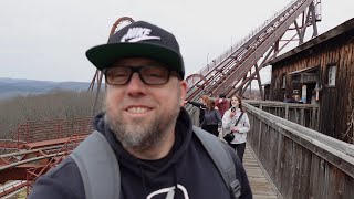 Riding The Big Roller Coasters At Silver Dollar City  Mystic River Falls And American Plunge Open [upl. by Minabe]