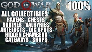 God Of War All Collectibles 100 Guide  All Ravens Chests Shrines Lore Artefacts Gateways [upl. by Assirak]