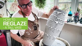 137 How to Reglaze a Tall Vase  Refiring Glazed Pottery [upl. by Michey]