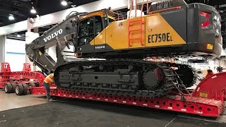 Massive Volvo EC750EL Excavator moving out of Conexpo 2017 [upl. by Aidole]