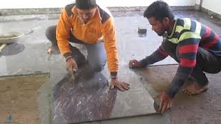 Vitrified Tile Fitting  Tiles Installation  Tile Laying on Site  Floor tiles installation process [upl. by Gilligan]