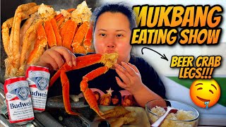 Giant CRAB LEGS SEAFOOD BOIL Mukbang 먹방 Cooking Recipe  Eating Show 20 Minute Easy Recipe [upl. by Gladine895]