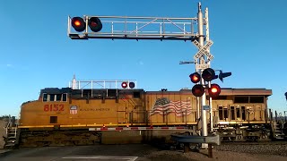 UP 8152 leads a stack train east over Hinkley Rd [upl. by Win912]