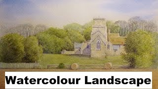 Watercolour Landscape Painting Demo Pencil and Wash Norfolk Church [upl. by Ettegroeg]