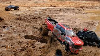 rc f450 4x4 mud truck helping some amigos to get out the mud [upl. by Analaf]