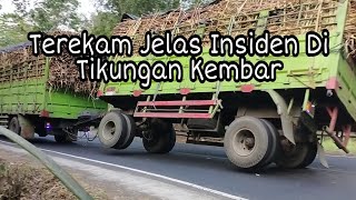 VIRAL KEJADIAN TRUK GANDENGAN MUATAN TEBU DI TIKUNGAN KEMBAR SELOREJO [upl. by Ellehcram]