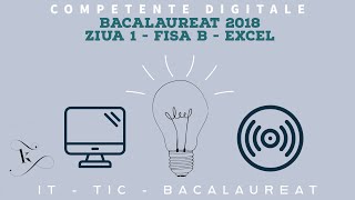 Bacalaureat 2018  Competente Digitale  Ziua 1  Fisa B  Excel [upl. by Tigram]