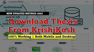 How to download Thesis pdf from Krishikosh  Update 2024  100 Working  Both Desktop amp Mobile [upl. by Maffa276]