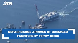 Repair barge arrives at Fauntleroy ferry dock [upl. by Zebedee]