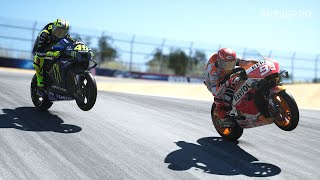 DUEL KEREN VALENTINO ROSSI VS MARC MARQUEZ MOTOGP LAGUNA SECA [upl. by Ardell]