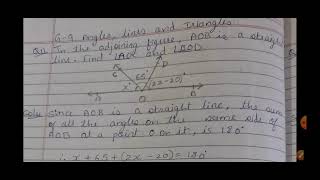 G9 in the adjoining figure AOB is a straight line find angle AOC and angle BOD [upl. by Sixla]