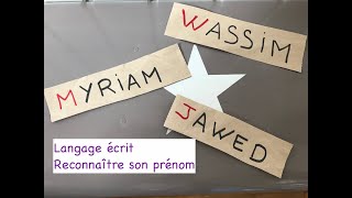 Langage écrit  reconnaître son prénom [upl. by Anaiq]