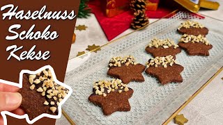 Schoko Kekse mit Haselnuss  einfache Plätzchen zu Weihnachten [upl. by Elsie]