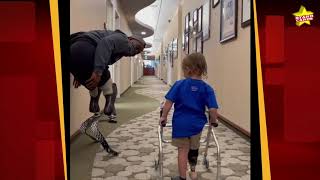 Paralympic medalist Blake Leeper inspires a boy using prosthetic leg for first time [upl. by Nayar]