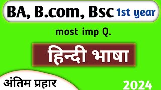 Ba bsc 1st year hindi important question 2024  hindi language imp questions [upl. by Sam]