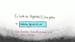 Das Komma bei Sätzen mit Infinitivgruppen  Deutsch  Grammatik [upl. by Ziwot]