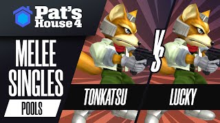 Tonkatsu vs Lucky  Pats House 4  Melee Singles Pools [upl. by Ahsekat]