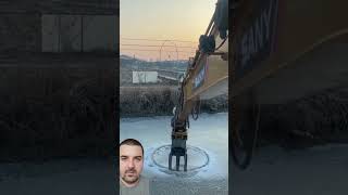 Amazing excavator cutting freezing ice on lake [upl. by Dodd]