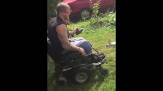 Power wheelchair pulling trailer [upl. by Anette]