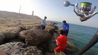 Catching a beautiful Kingfish on the jig from the rocky jetty [upl. by Airegin820]