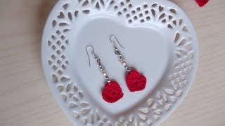 Uncinetto  Tutorial Orecchini Cuore  Crochet  Heart Earrings [upl. by Eilah]