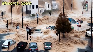 A strong storm has made Spain surrender Terrible flooding in Menorca today [upl. by Enisamoht]