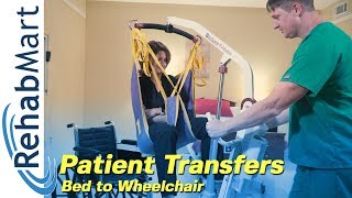 How to use a Hoyer Patient Lift to transfer a patient from the Bed to their Wheelchair [upl. by Juliann773]