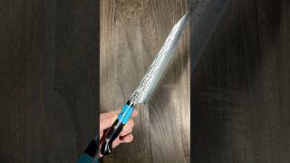 Yu Kurosaki R2SG2 Hammered SENKOEI Custom SlicerSujihiki with Blue Turquoise amp Ebony Handle [upl. by Trow]