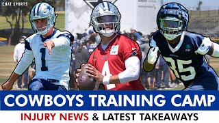 Cowboys Training Camp Takeaways On Injury News Kicker Issues Dak Prescott amp DeMarvion Overshown [upl. by Aksel879]