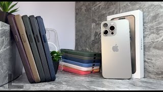 NATURAL TITANIUM iPhone in ALL iPhone 15 Pro Max Cases SILICONECLEARFINEWOVEN CASES [upl. by Vere]