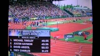 2012 US Olympic trials mens 400m hurdles prelims [upl. by Sudnak203]