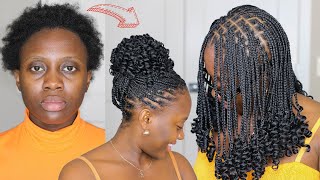 DIY Short Knotless Braids  curls  Easy Hack  Protective Style Tutorial [upl. by Enyad]