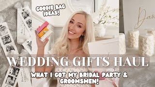 WEDDING GIFTS HAUL What I got my bridal party  Bridesmaid  Groomsmen gift ideas Flower girl 2024 [upl. by Florrie944]