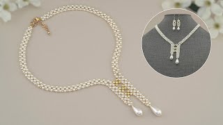 Easy Beaded Pearl Necklace Tutorial for Beginners  DIY Pearl Necklace Jewelry Making  Easy to Make [upl. by Mahoney]